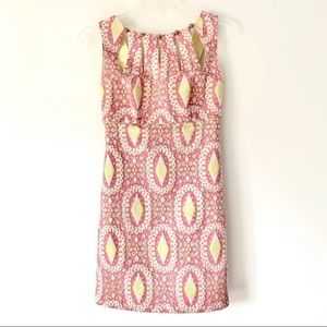 Milly of New York Pink Gold Metallic Brocade Dress